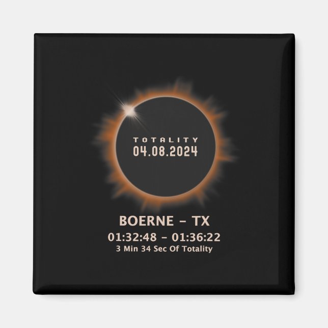 Solar Eclipse 2024 Totality 04.08.24 Texas Tx Magnet (Framsidan)