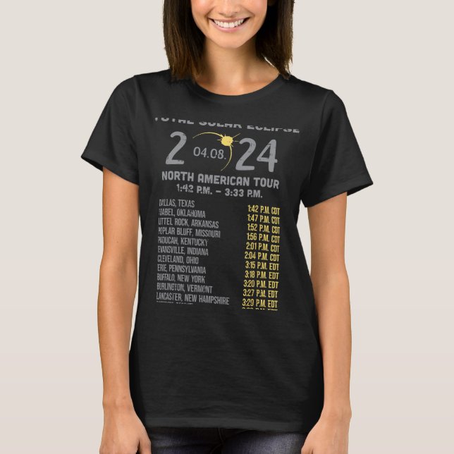 Solar Eclipse 2024 Totality April 8 Manar Women Ki T Shirt (Framsida)