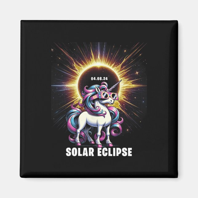 Solar Eclipse 2024 Totalt Eclipse April 8:e 24 Uni Magnet (Framsidan)