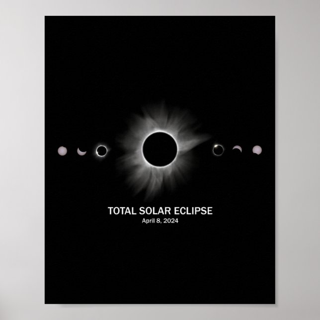 Solar Eclipse 2024 Totalt Eclipse Poster (Framsidan)