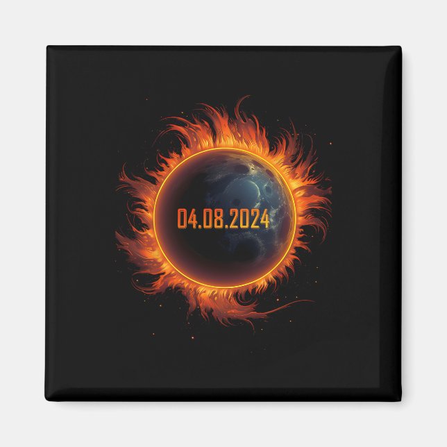 Solar Eclipse 2024 Totalt Sol Eclipse Magnet (Framsidan)
