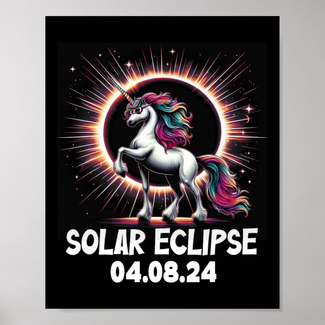 Solar Eclipse 2024 Unicorn Wearing Solar Eclipse G Poster (Framsidan)