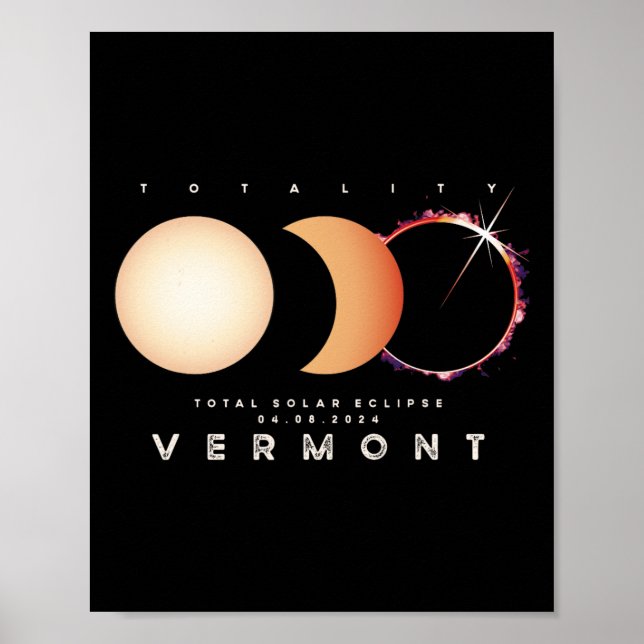 Solar Eclipse 2024 Vermont Total Eclipse Astronomy Poster (Framsidan)