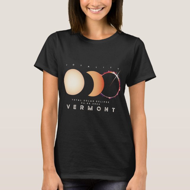 Solar Eclipse 2024 Vermont Total Eclipse Astronomy T Shirt (Framsida)