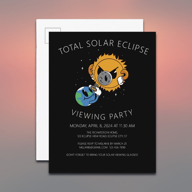 Solar Eclipse 2025 Photobomb View Inbjudan (Personalize via the template for a fun photobomb-themed eclipse-viewing invitation )