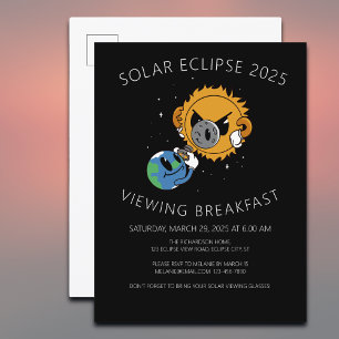 Solar Eclipse 2025 Photobomb ViTING Party Inbjudan Vykort