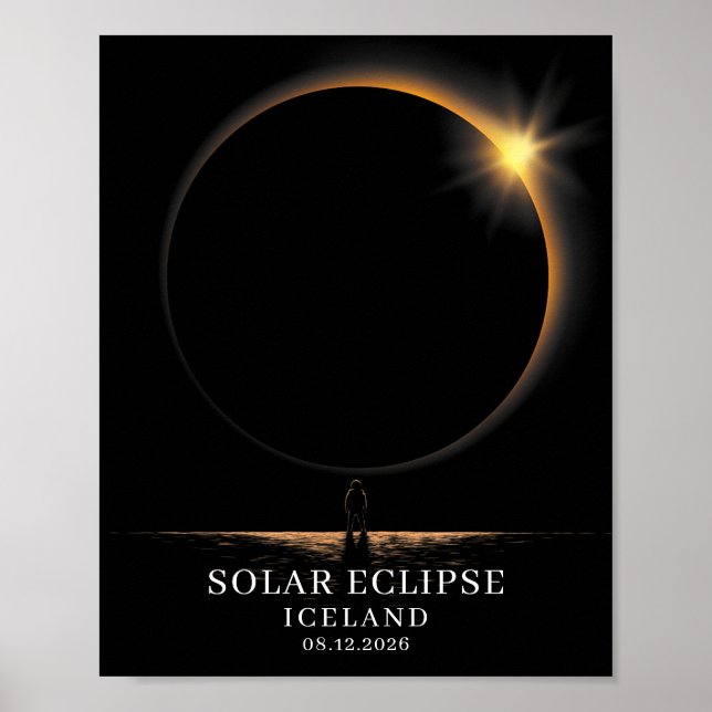 Solar Eclipse 2026 Iceland Celestial Poster (Framsidan)
