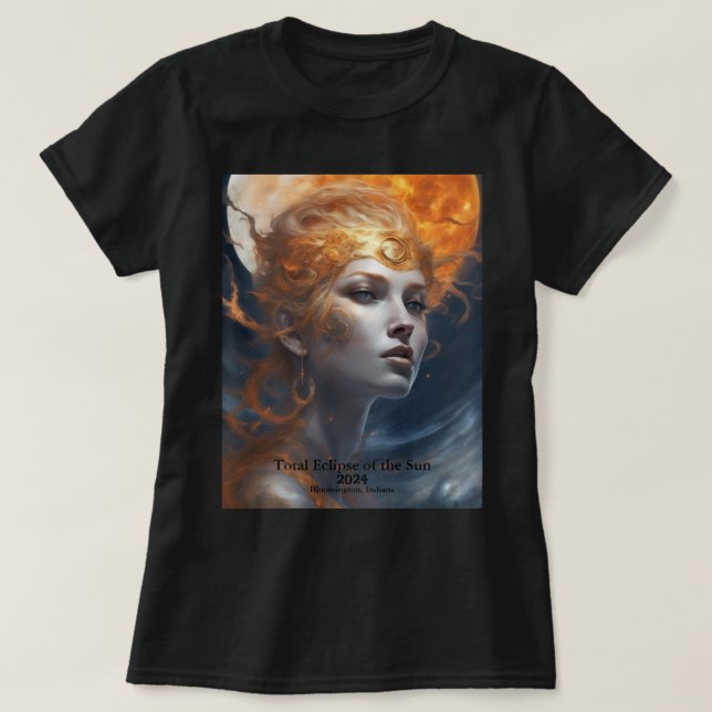 Solar Eclipse 2 Sides Din Sol-gudinna T Shirt (Design framsida)