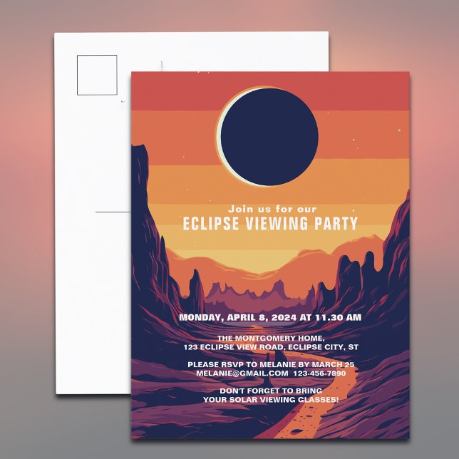 Solar Eclipse 4.8.2024 Scenia Viising Party Inbjudan Vykort (Personalize with your event details)