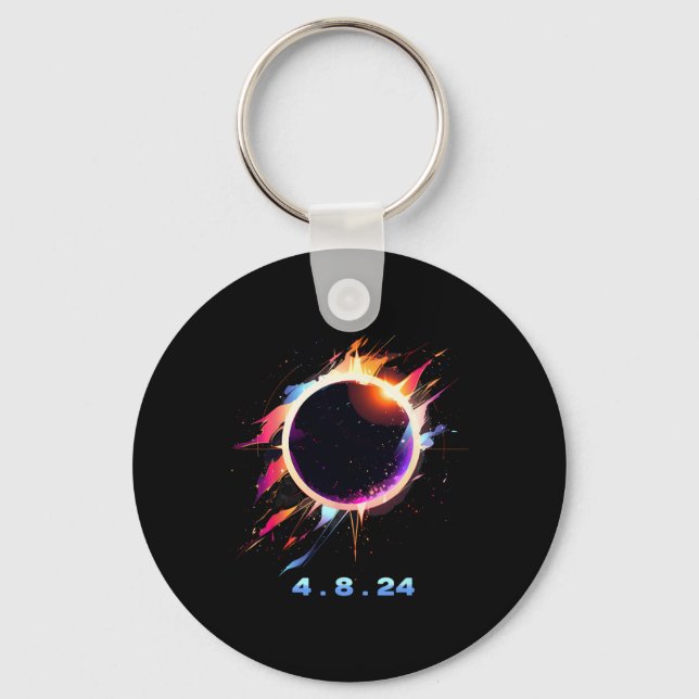 Solar Eclipse 4.8.24 Totality Event 2024 Souvenir Nyckelring (Framsida)