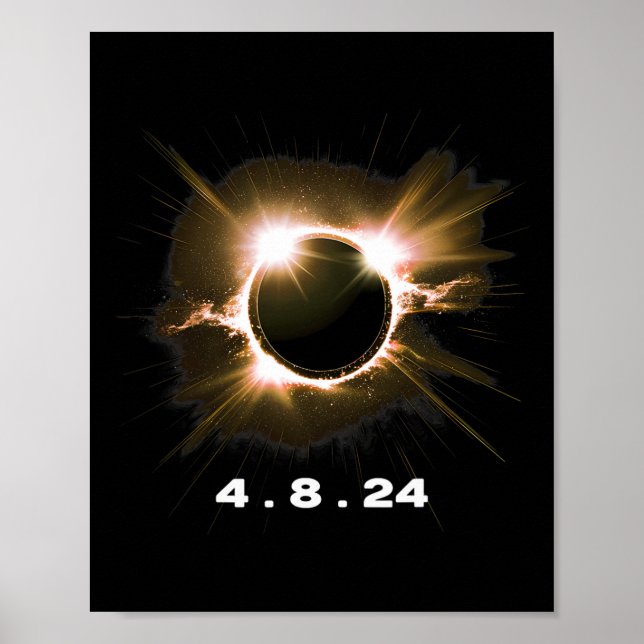 Solar Eclipse 4.8.24 Totality Event 2024 Souvenir Poster (Framsidan)