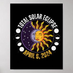 Solar Eclipse 8-4-2024 Eclipse med Sol Poster