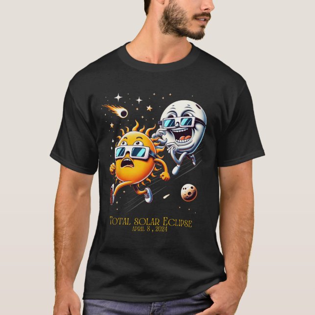 Solar Eclipse 8-4-2024 Sol Flees Måne Eclips T Shirt (Framsida)