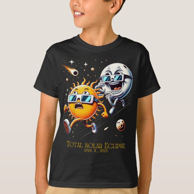 Solar Eclipse 8-4-2024 Sol Flees Måne Eclips T Shirt (Framsida)