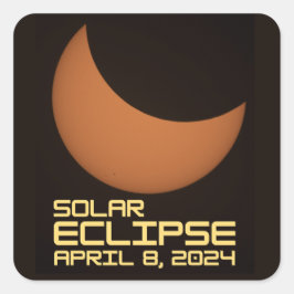 Solar Eclipse 8 april 2024 Fyrkantigt Klistermärke