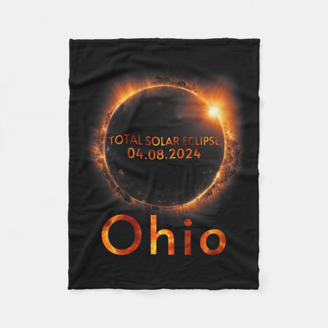 Solar Eclipse 8 april 2024 Ohio Solar Eclips Fleecefilt (Framsidan)