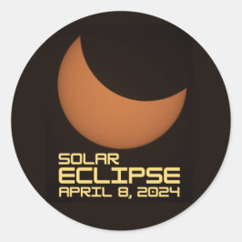 Solar Eclipse 8 april 2024 Runt Klistermärke