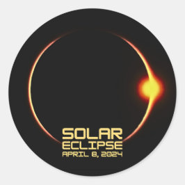Solar Eclipse 8 april 2024 Runt Klistermärke