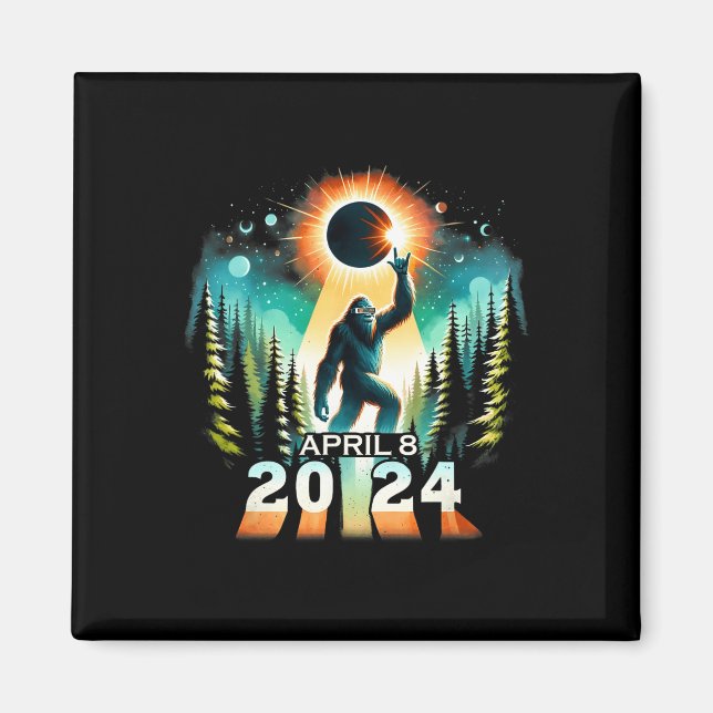 Solar Eclipse 8 april Solar Eclipse 2024 ton Magnet (Framsidan)