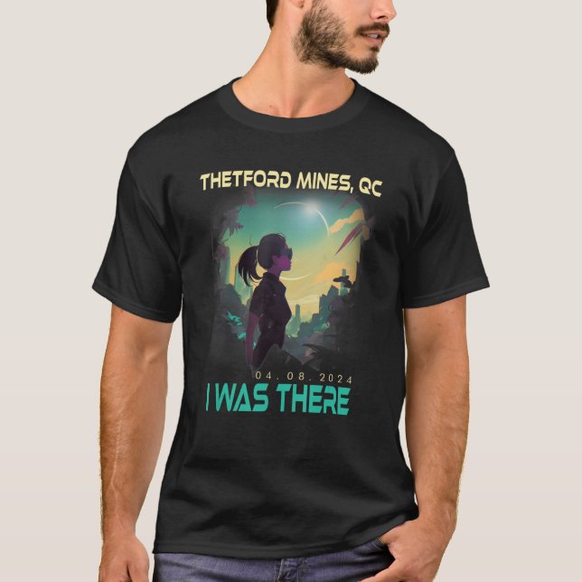 Solar Eclipse Aesthetic Girl Thetford Mines Quebec T Shirt (Framsida)