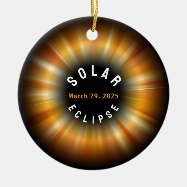 Solar Eclipse American Event 3/29/2025 CUSTOM NAME Julgransprydnad Keramik (Framsidan)