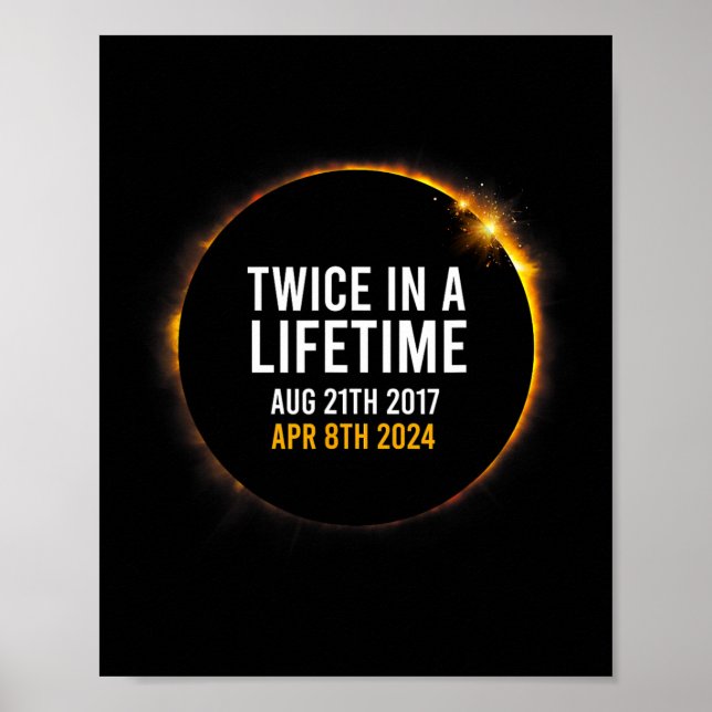 Solar Eclipse APR 8 2024 Totality två gånger i A Poster (Framsidan)