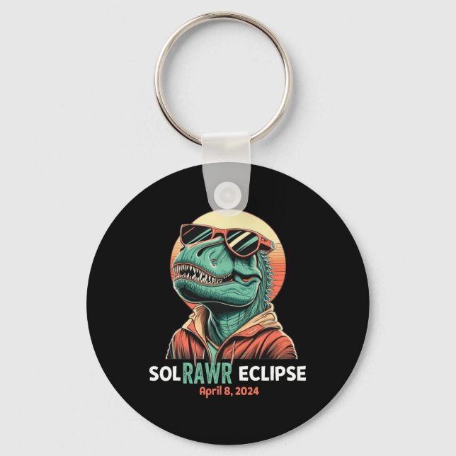 Solar Eclipse April 8 2024 Eclipse Kids Boys Trex Nyckelring (Framsida)
