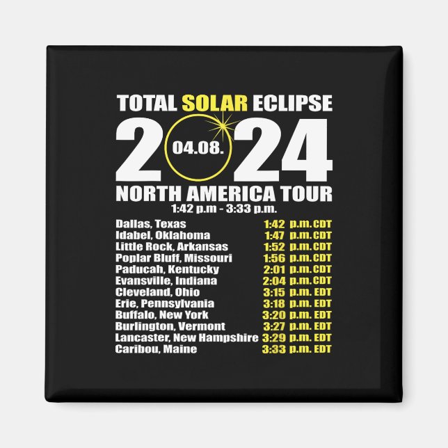 Solar Eclipse April 8 Väg i Eclipse 3 Magnet (Framsidan)