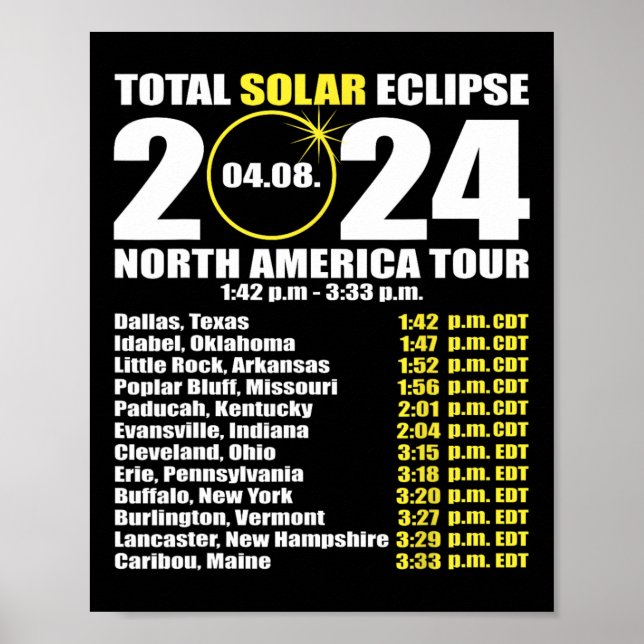 Solar Eclipse April 8 Väg i Eclipse 3 Poster (Framsidan)