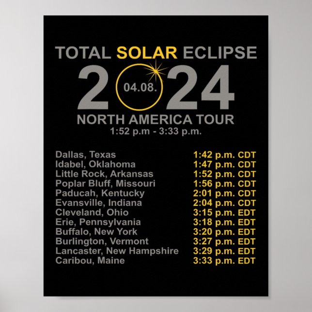 Solar Eclipse April 8 Väg i Eclipse Poster (Framsidan)