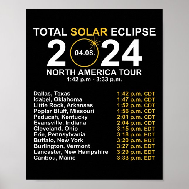 Solar Eclipse April 8 Väg i Eclipse Poster (Framsidan)