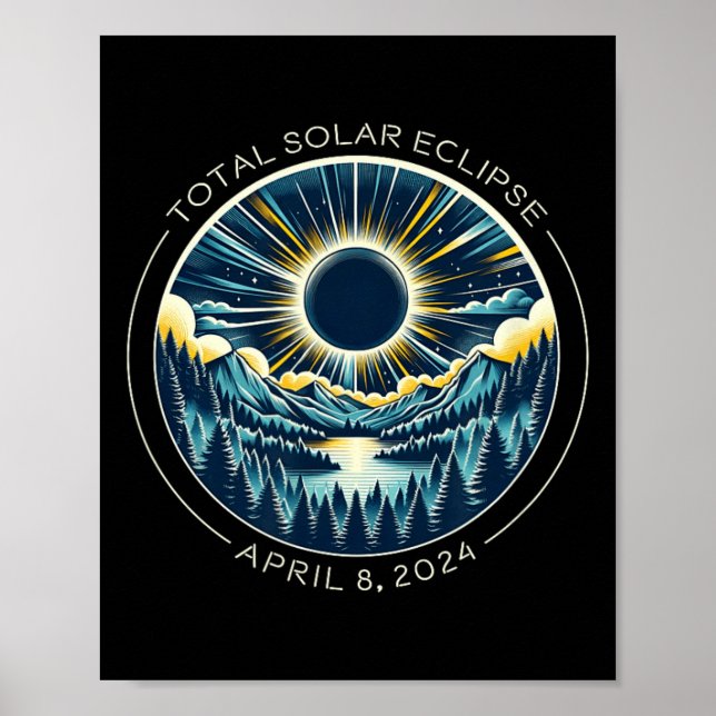Solar Eclipse Artsy Totality Himlar med april Poster (Framsidan)