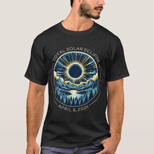 Solar Eclipse Artsy Totality Himlar med april T Shirt (Framsida)