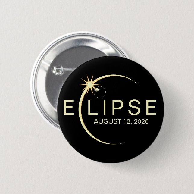 Solar Eclipse Astronomy Event 2026 Knapp (Framsida & baksida)