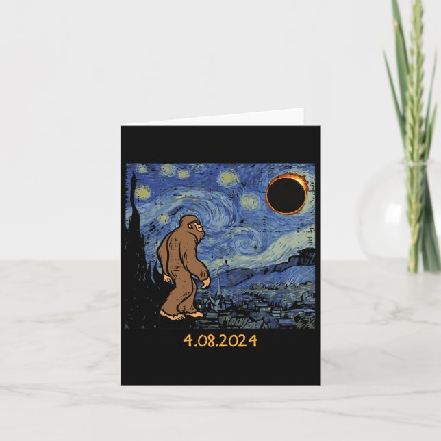 Solar Eclipse Bigfoot Starry Night Sasquatch Manar Kort (Framsida)
