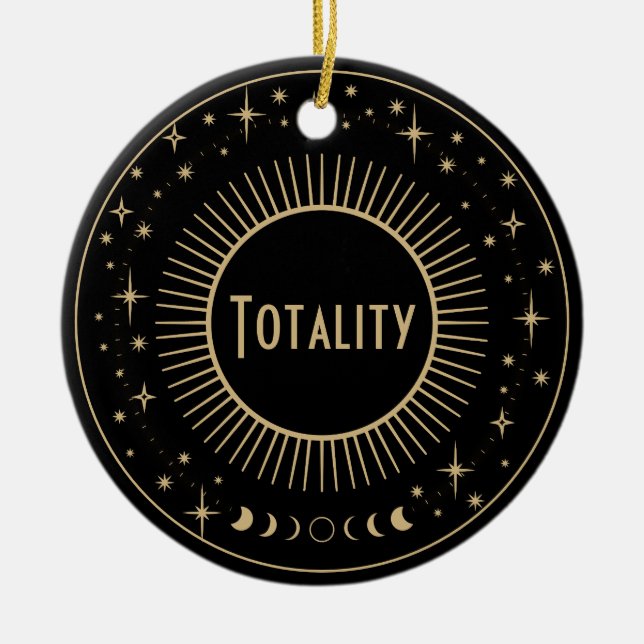 Solar Eclipse & Celestial Stars Black & Guld Watch Julgransprydnad Keramik (Framsidan)