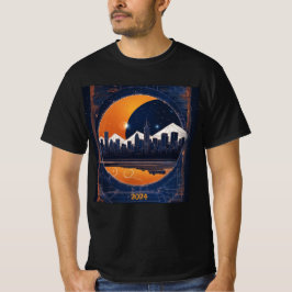 Solar Eclipse Cityscape Backe 2024 Add Namn Manar T Shirt