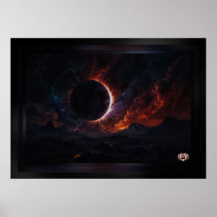 Solar Eclipse Cosmic Masterbit Xzendor7 AI Art Poster
