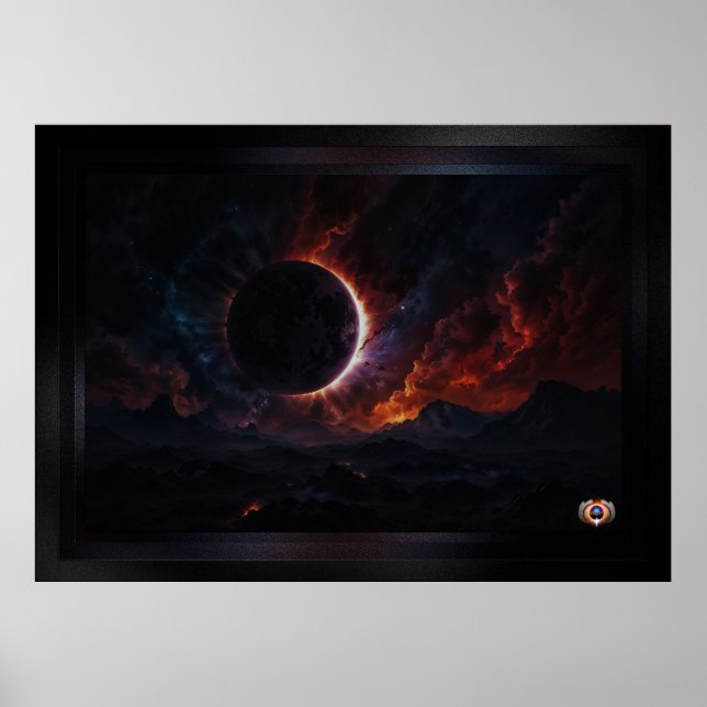 Solar Eclipse Cosmic Masterbit Xzendor7 AI Art Poster (Framsidan)