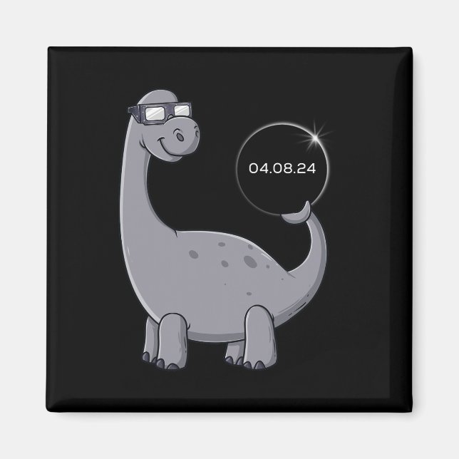 Solar Eclipse Dino 04.08.2024 Roligt Småbarn Boys  Magnet (Framsidan)