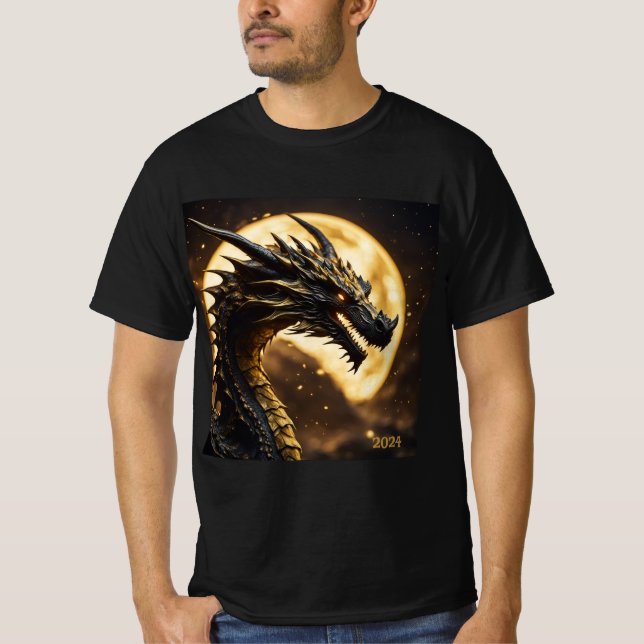 Solar Eclipse Dragon 2024 eller Add Namn Manar T Shirt (Framsida)