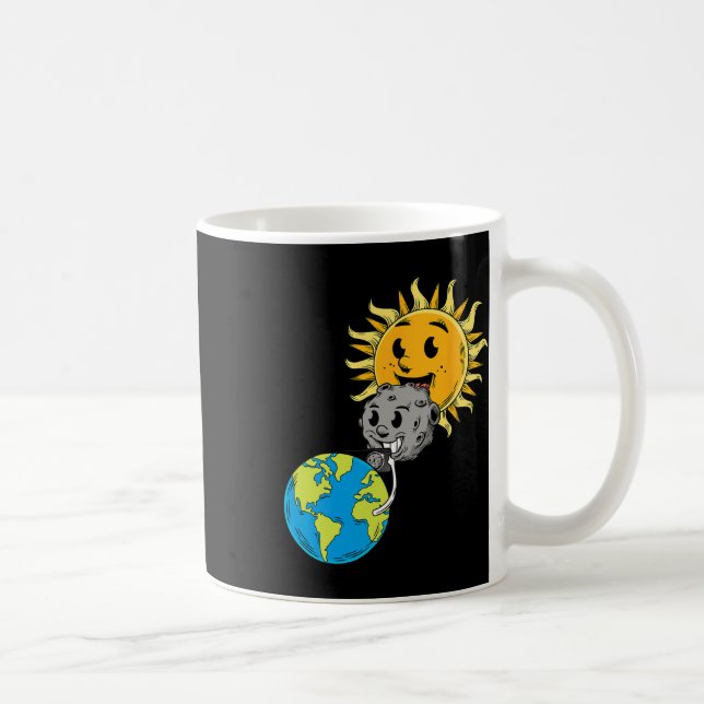 Solar Eclipse Earth Måne Sol fotobomb Älskare Kaffemugg (Höger)