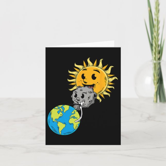Solar Eclipse Earth Måne Sol fotobomb Älskare Kort (Framsida)