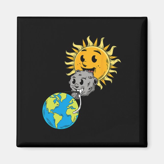 Solar Eclipse Earth Måne Sol fotobomb Älskare Magnet (Framsidan)