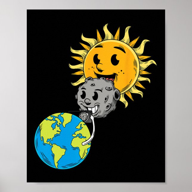 Solar Eclipse Earth Måne Sol fotobomb Älskare Poster (Framsidan)