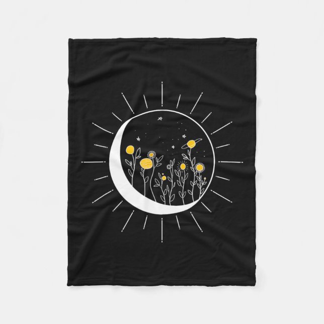 Solar Eclipse Flower Planets (ung. rymd i sol Måne Fleecefilt (Framsidan)