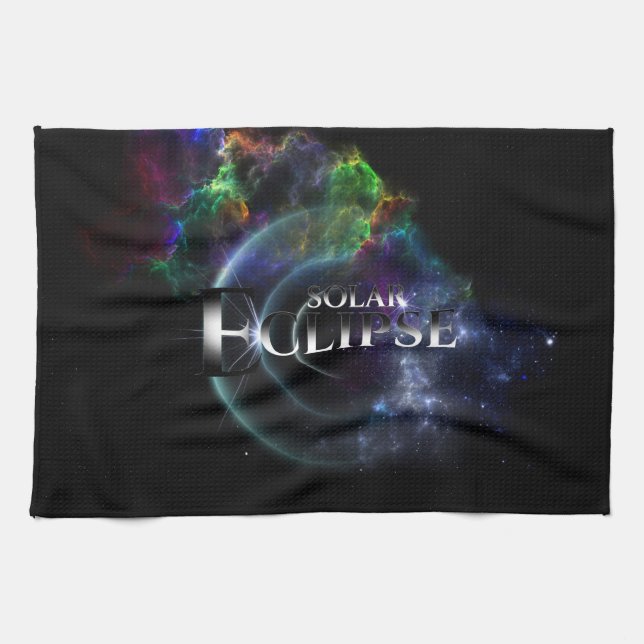 Solar Eclipse Fractal Art Spacescape Kökshandduk (Horisontell)