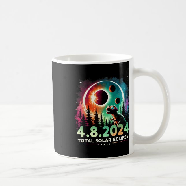 Solar Eclipse Funny Dinosaur Wearing Gles Kaffemugg (Höger)