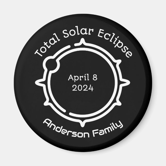 Solar Eclipse Gift 2024 Modern Minimal Black Magnet (Framsidan)