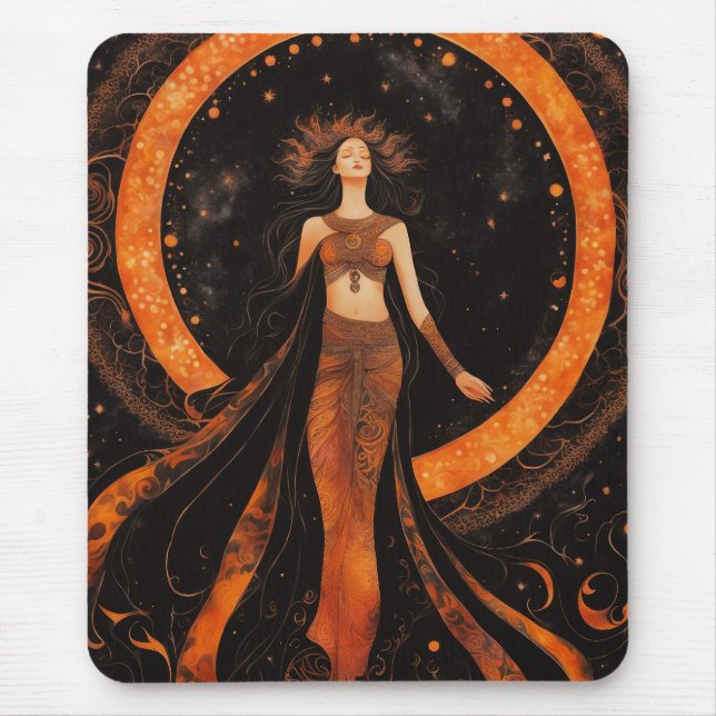 Solar Eclipse Goddess i Orange & Black Musmatta (Framsidan)